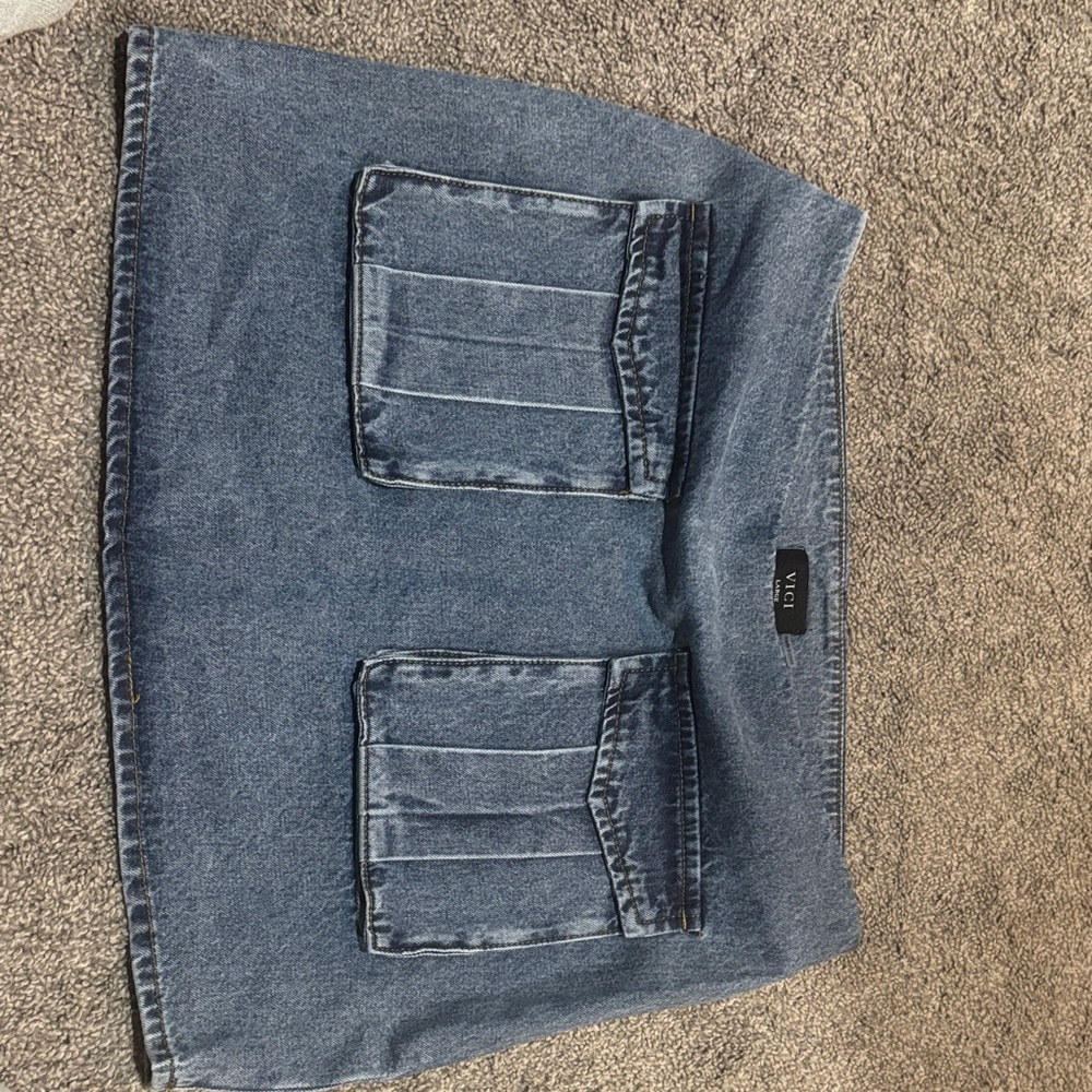Zara Indigo Denim Skirt with Dual Pockets